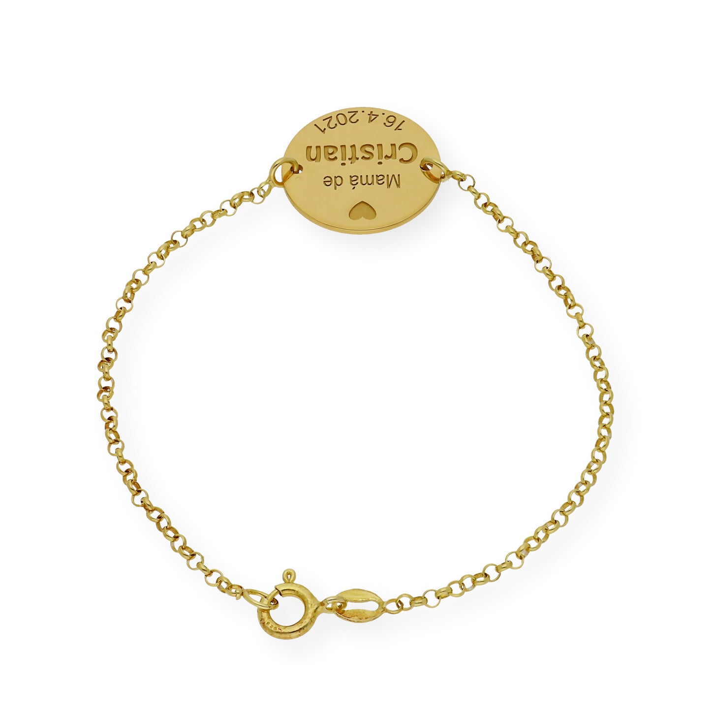Pulsera Dije Ina Mamá con nombre y Fecha en Plata 925 y Baño de Oro Rosa 18k