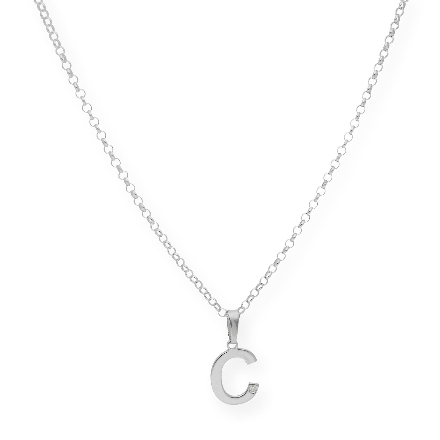 Colgante Inicial con Diamante en Plata 925