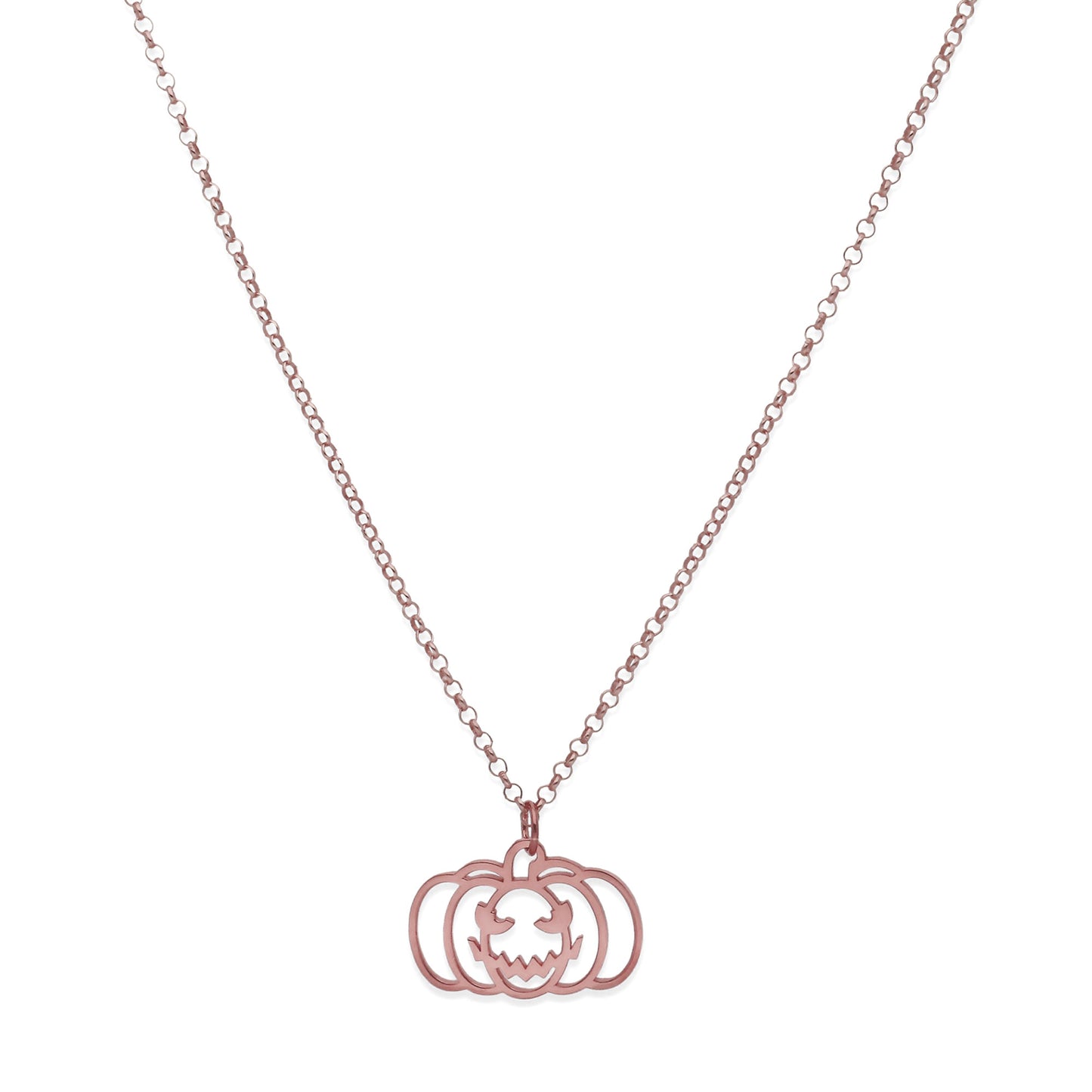 Collar Calabaza Dije Inicial en Plata 925 y Baño Oro Rosa 18k
