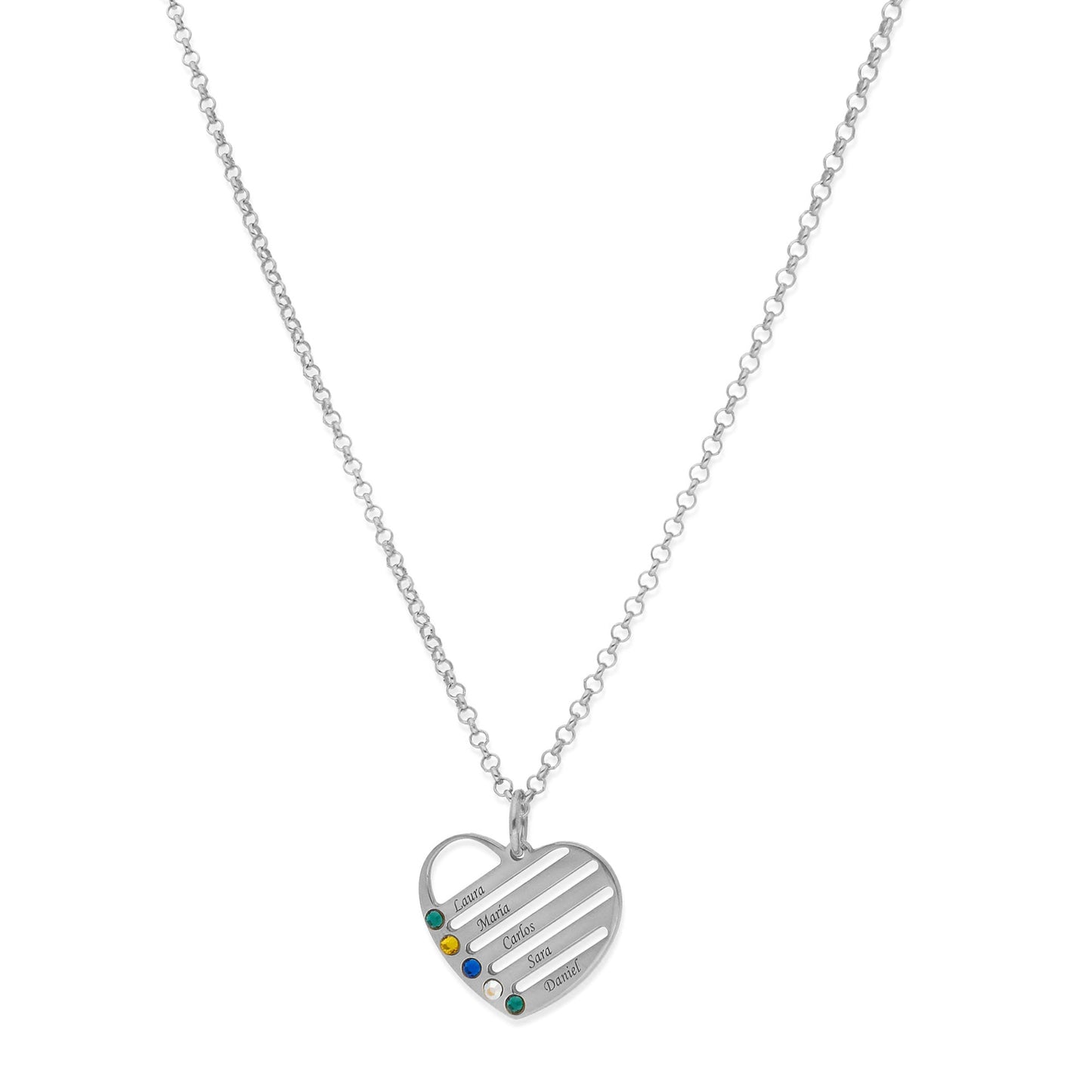 Collar Gala Corazón y piedras color en Plata 925