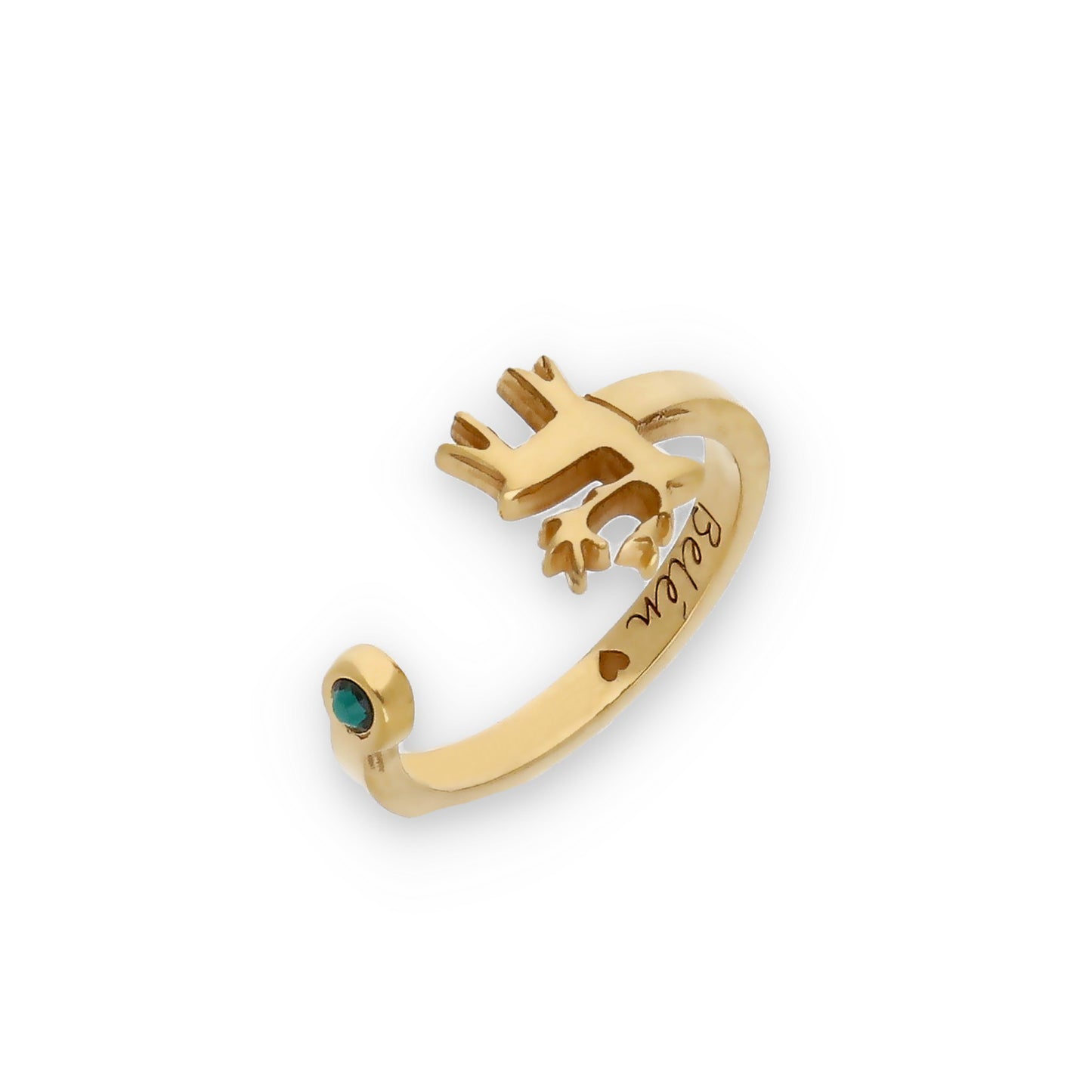 Anillo Reno Nombre y Piedra Color en Plata de Ley 925 y Baño Oro 18k