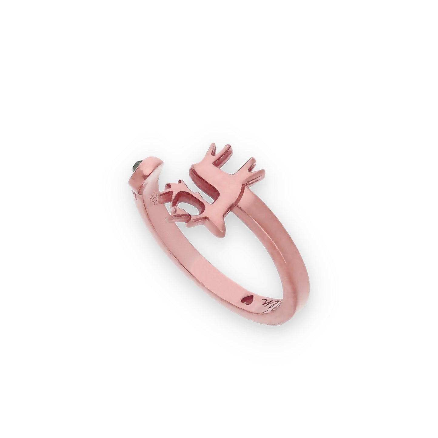 Anillo Reno Nombre y Piedra Color en Plata de Ley 925 y Baño Oro rosa 18k