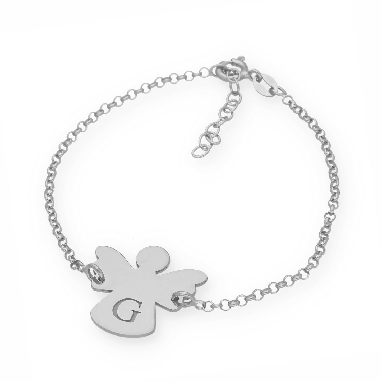 Pulsera Ángel Inicial en Plata de Ley 925 y Baño Oro rosa 18k