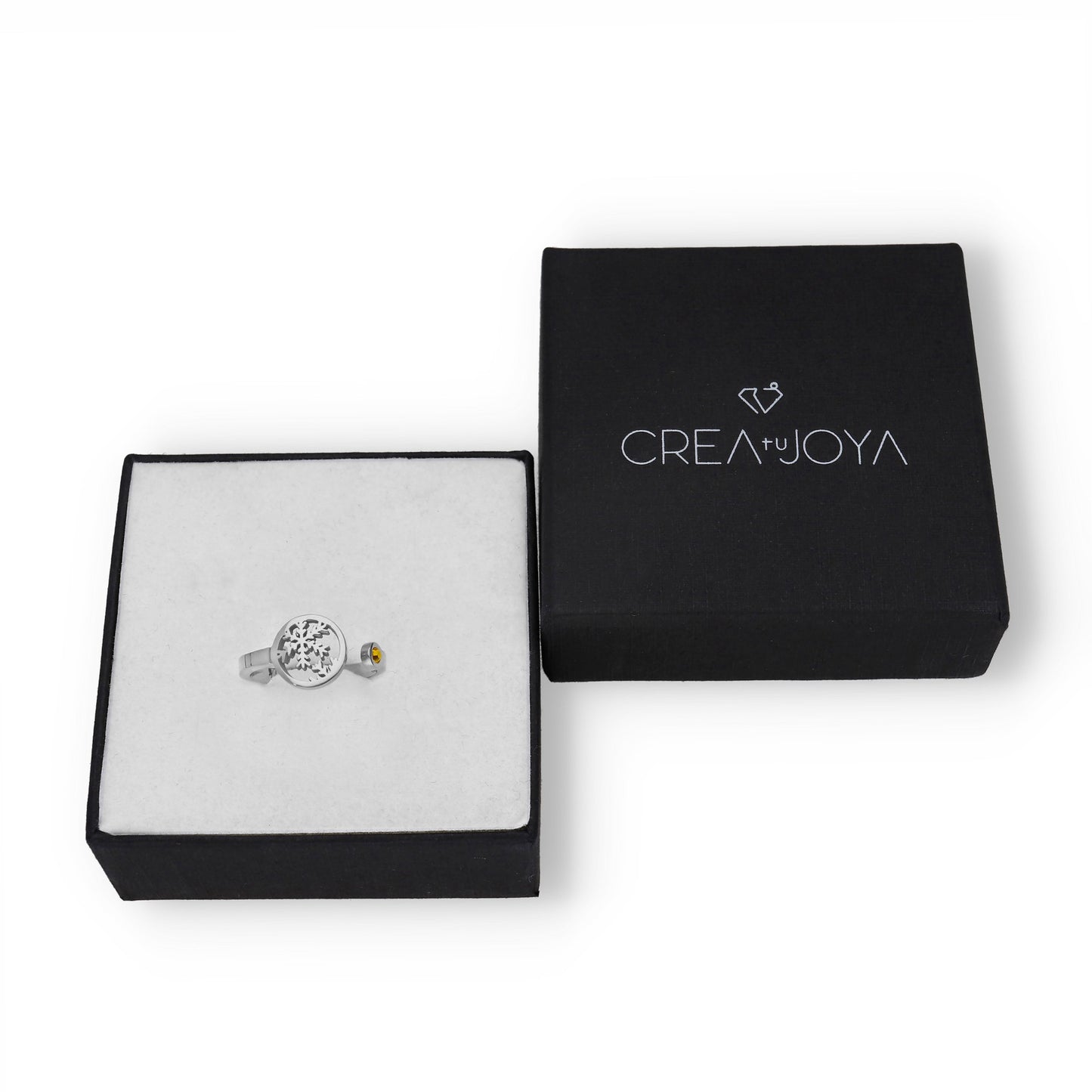 Anillo Bola de Navidad en Plata con Baño de Oro y Cristal de Swarovski Personalizable