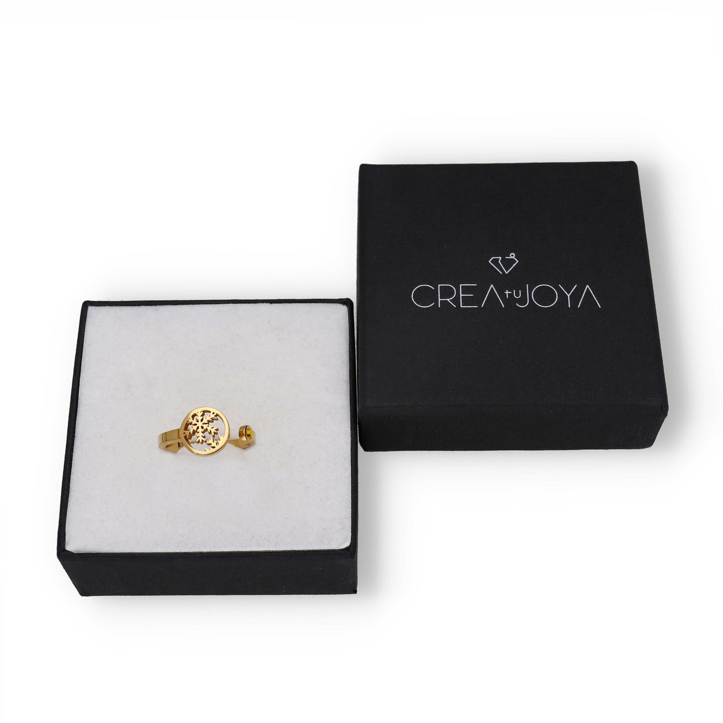 Anillo Bola de Navidad en Plata con Baño de Oro y Cristal de Swarovski Personalizable