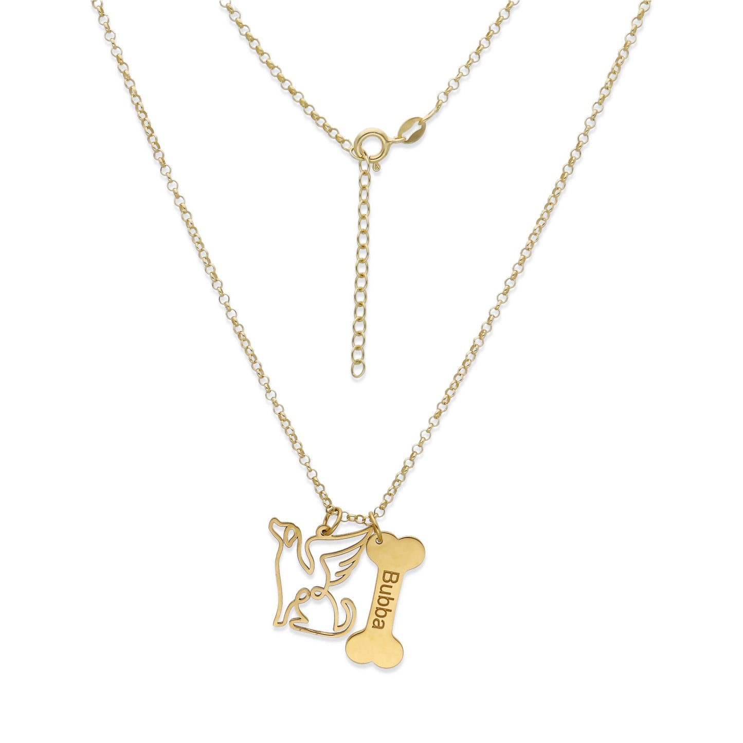 Colgante Coco hueso y nombre en Plata de Ley 925 y baño Oro 18k