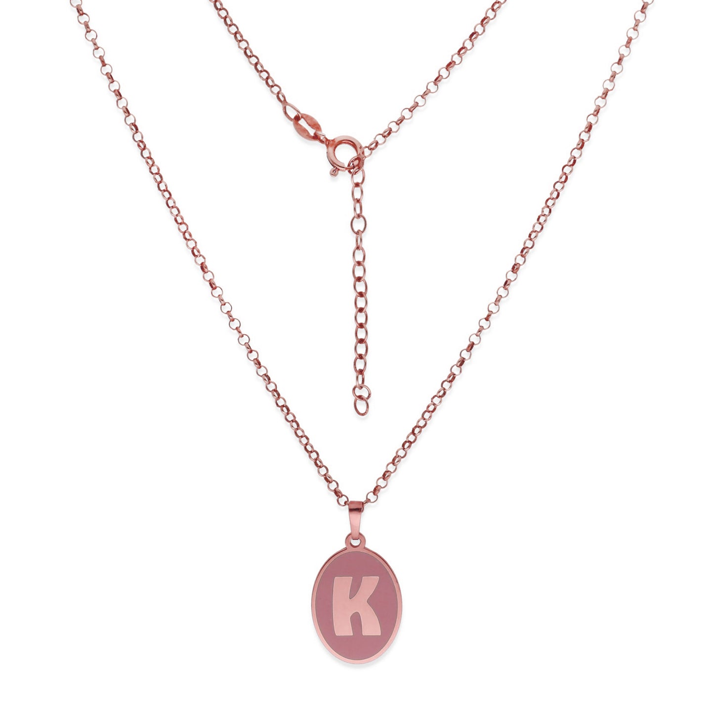 Colgante Elara en color e Inicial en Plata de ley 925 y baño Oro rosa 18k