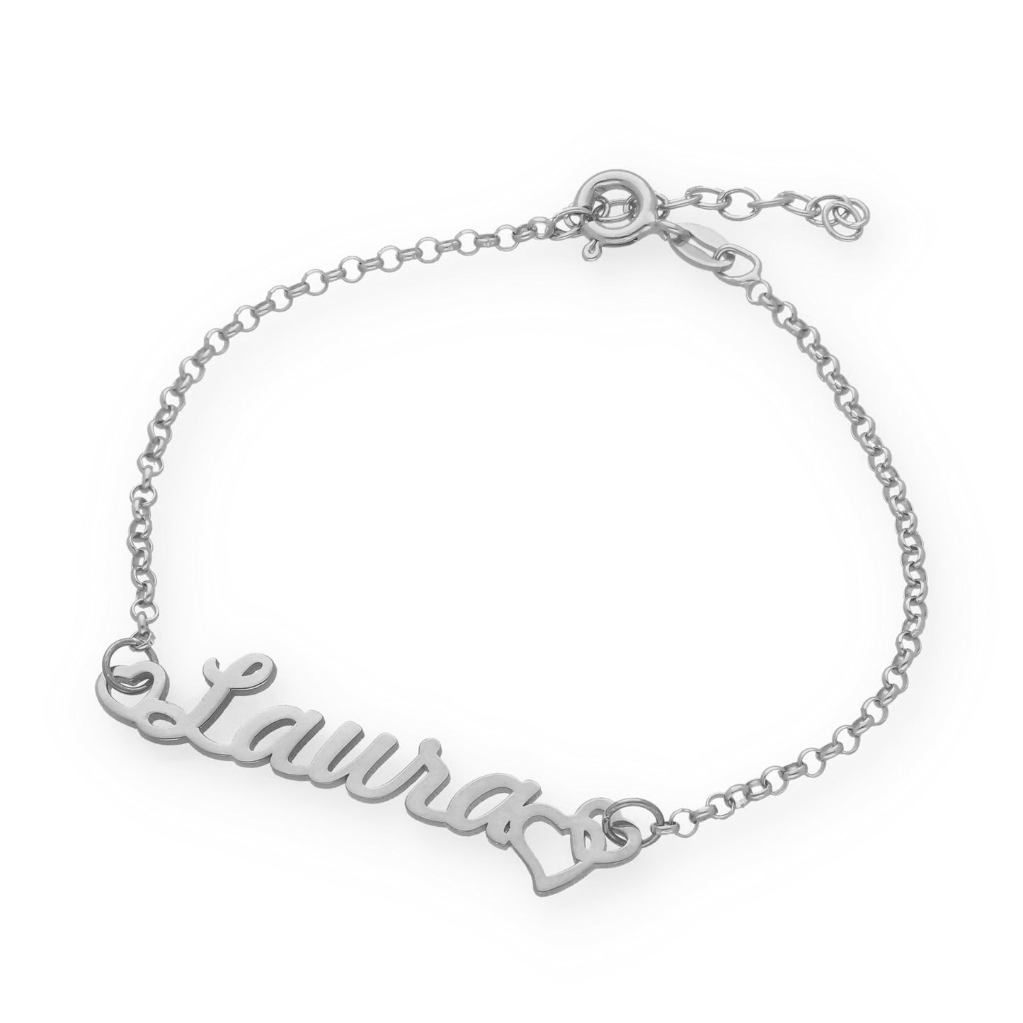 Pulsera Love Nombre en Plata de Ley 925 y baño Oro 18k
