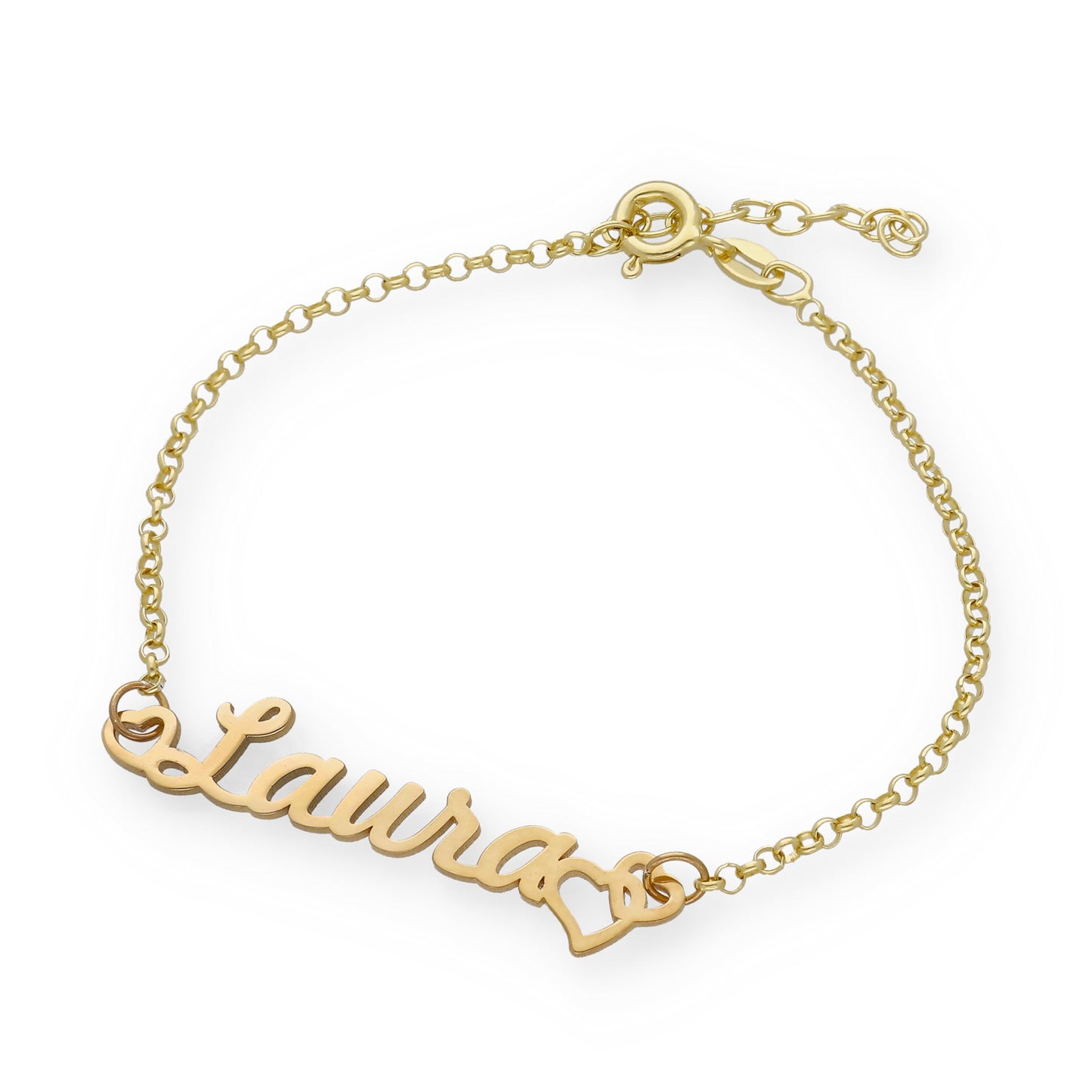Pulsera Love Nombre en Plata de Ley 925 y baño Oro rosa 18k