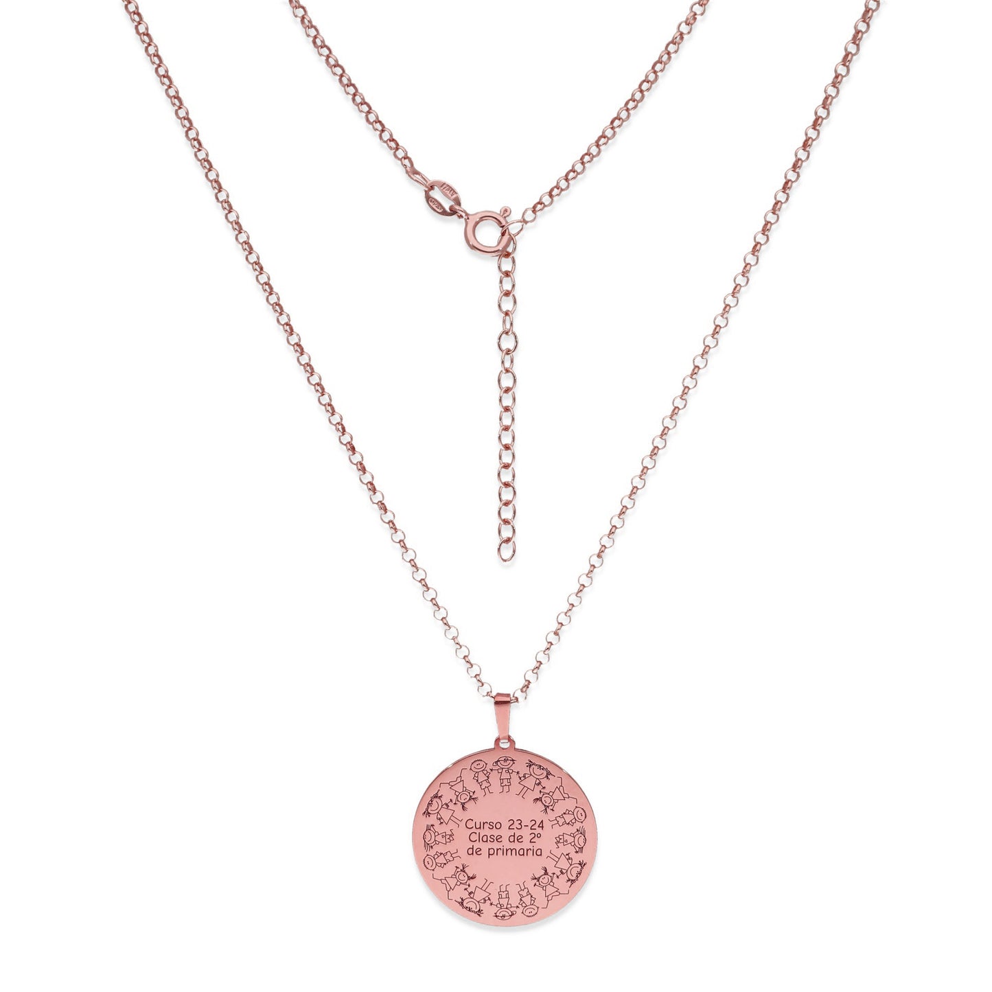 Colgante Fin de curso en Plata de Ley 925 y baño Oro rosa 18k