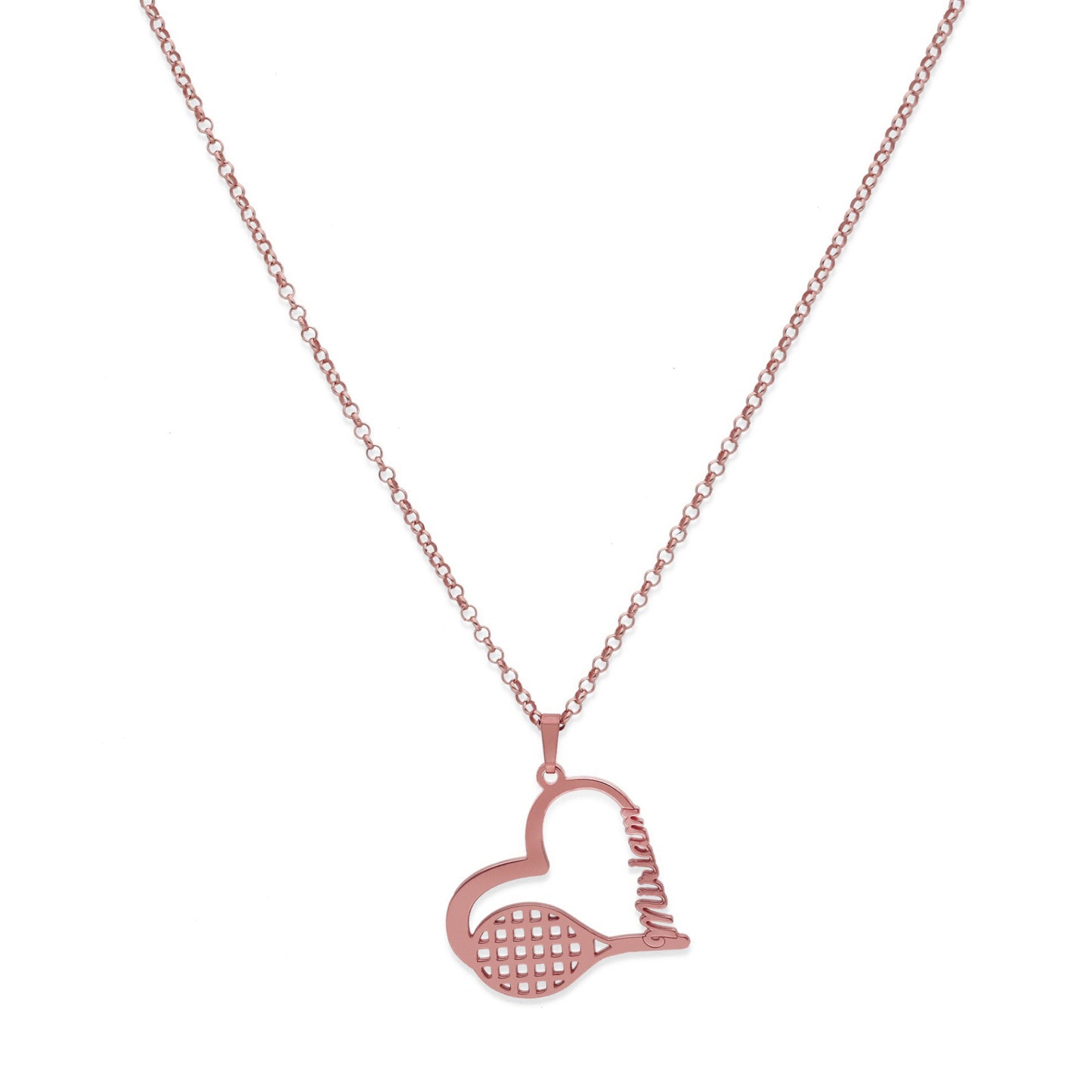 Colgante Tenis Corazón en Plata de Ley 925 y baño Oro rosa 18k