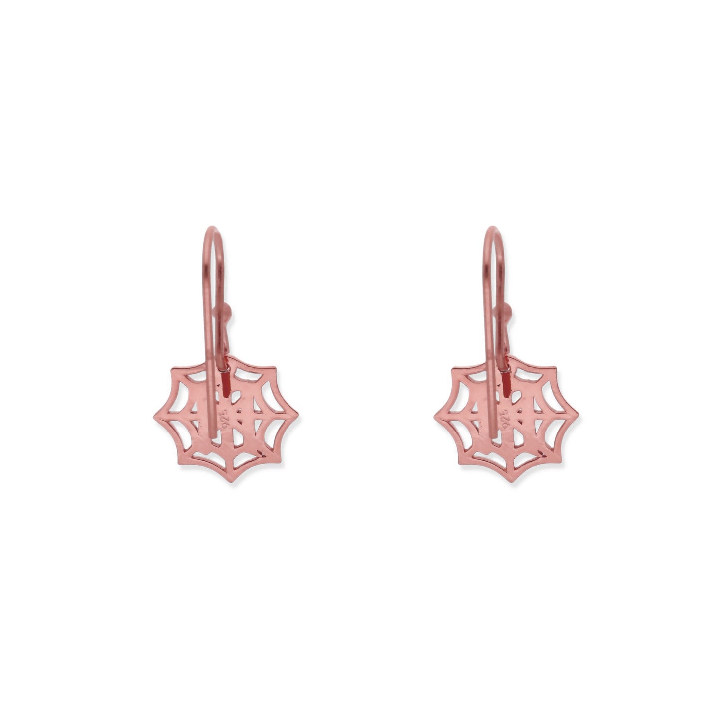 Pendiente Inicial Telaraña en Plata de Ley 925 y baño Oro rosa 18k.