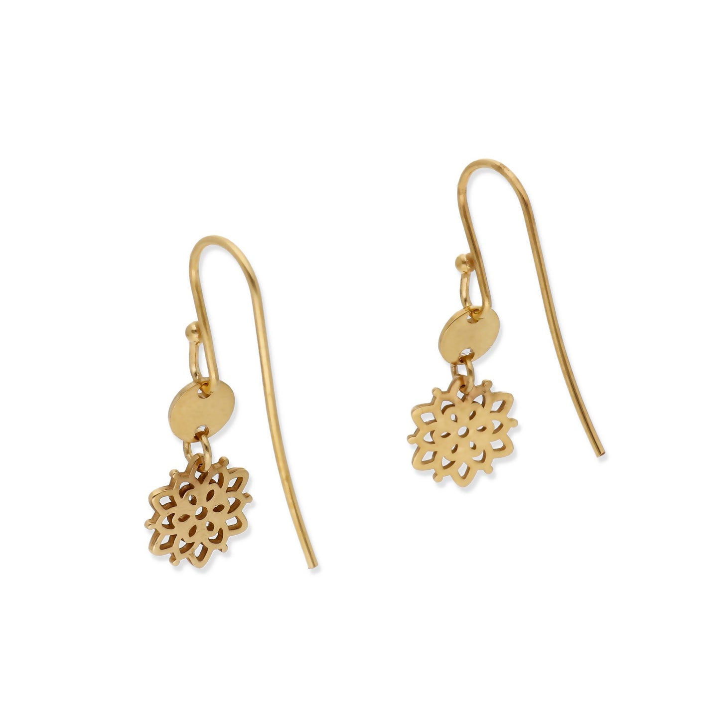 Pendientes Copo de Nieve en Plata de Ley 925 y baño Oro 18k