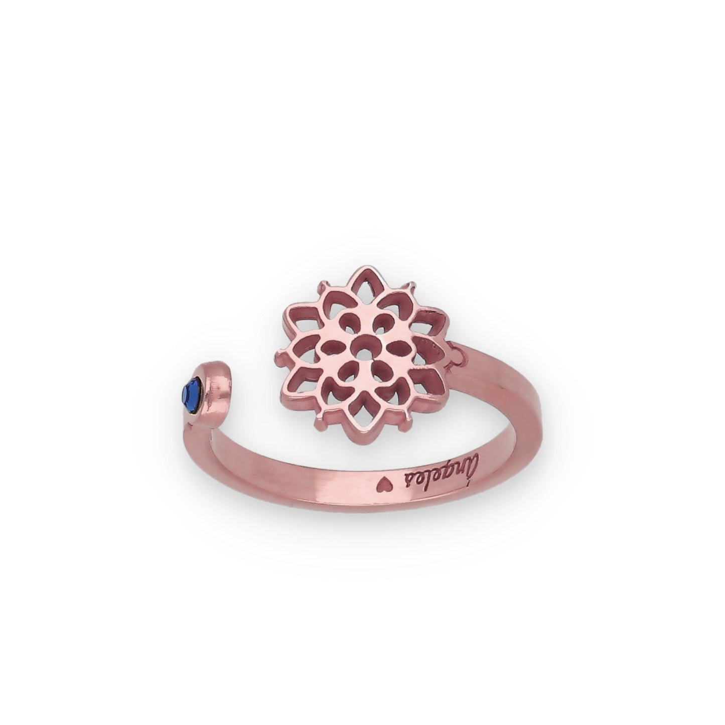 Anillo Copo de Nieve y Piedra Color en Plata de Ley 925 y baño Oro rosa 18k