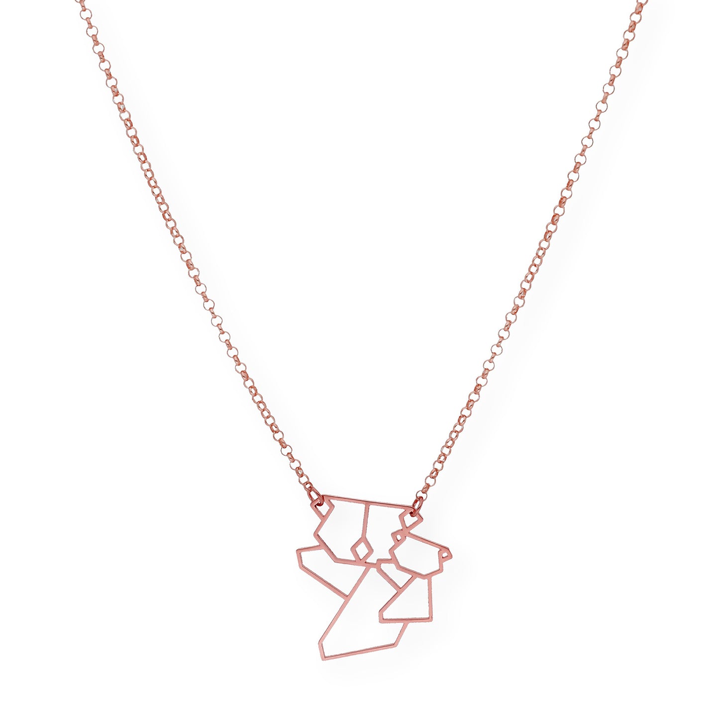 Colgante Koala Origami en Plata de Ley 925 y baño Oro rosa 18k