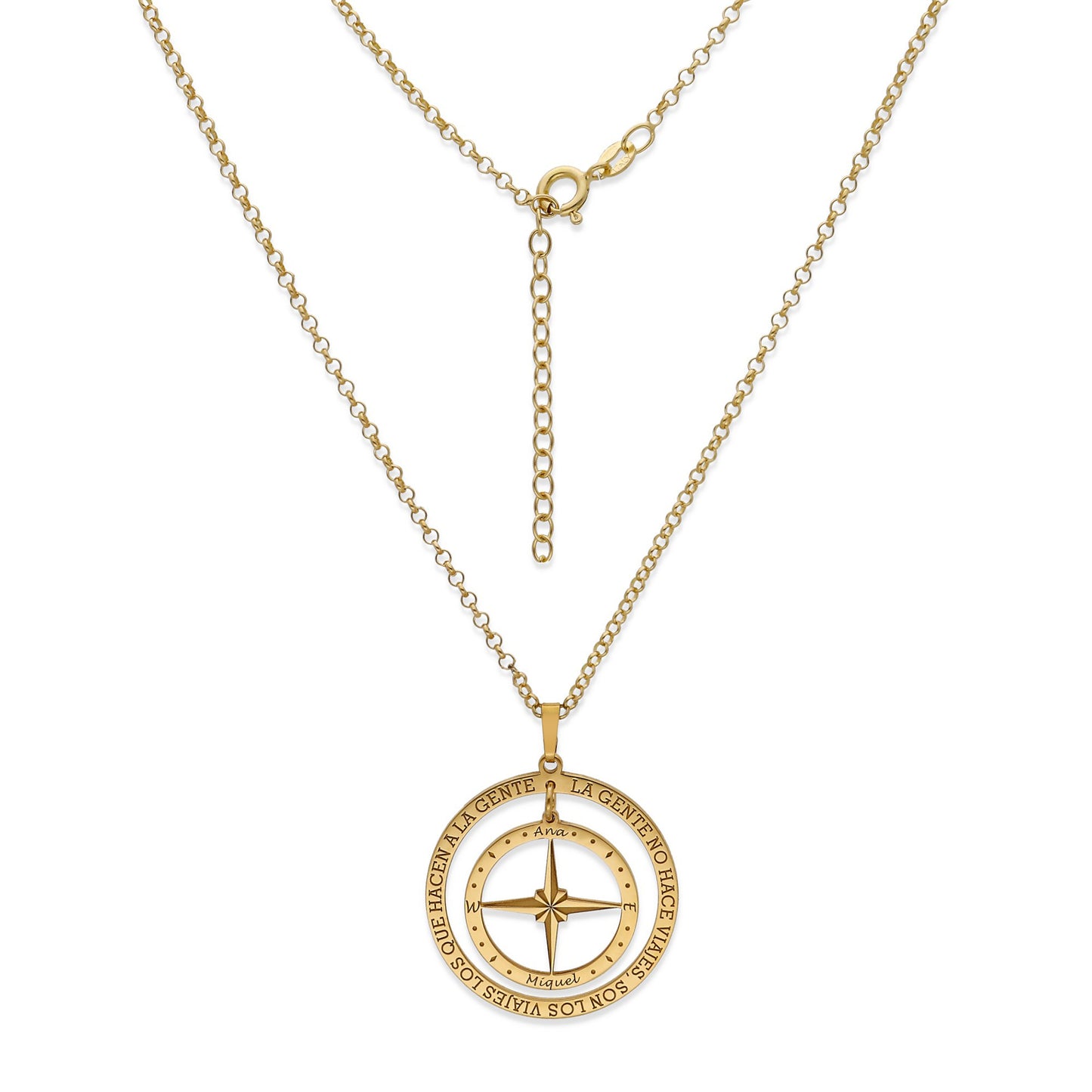 Colgante Brújula "Mi Destino" en Plata de Ley 925 y baño Oro rosa 18k