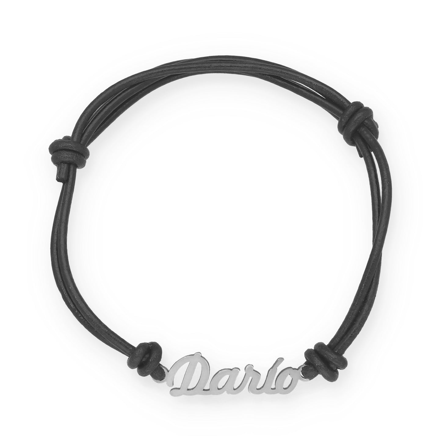 Pulsera Nombre Personalizado en Plata de Ley 925 y Cuero