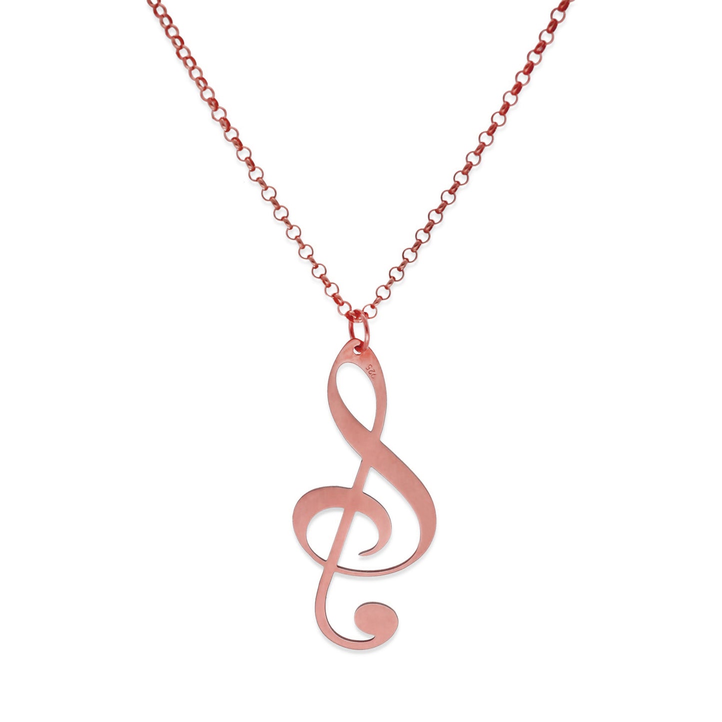 Colgante Clave de Sol en Plata de Ley 925 y baño Oro rosa 18k