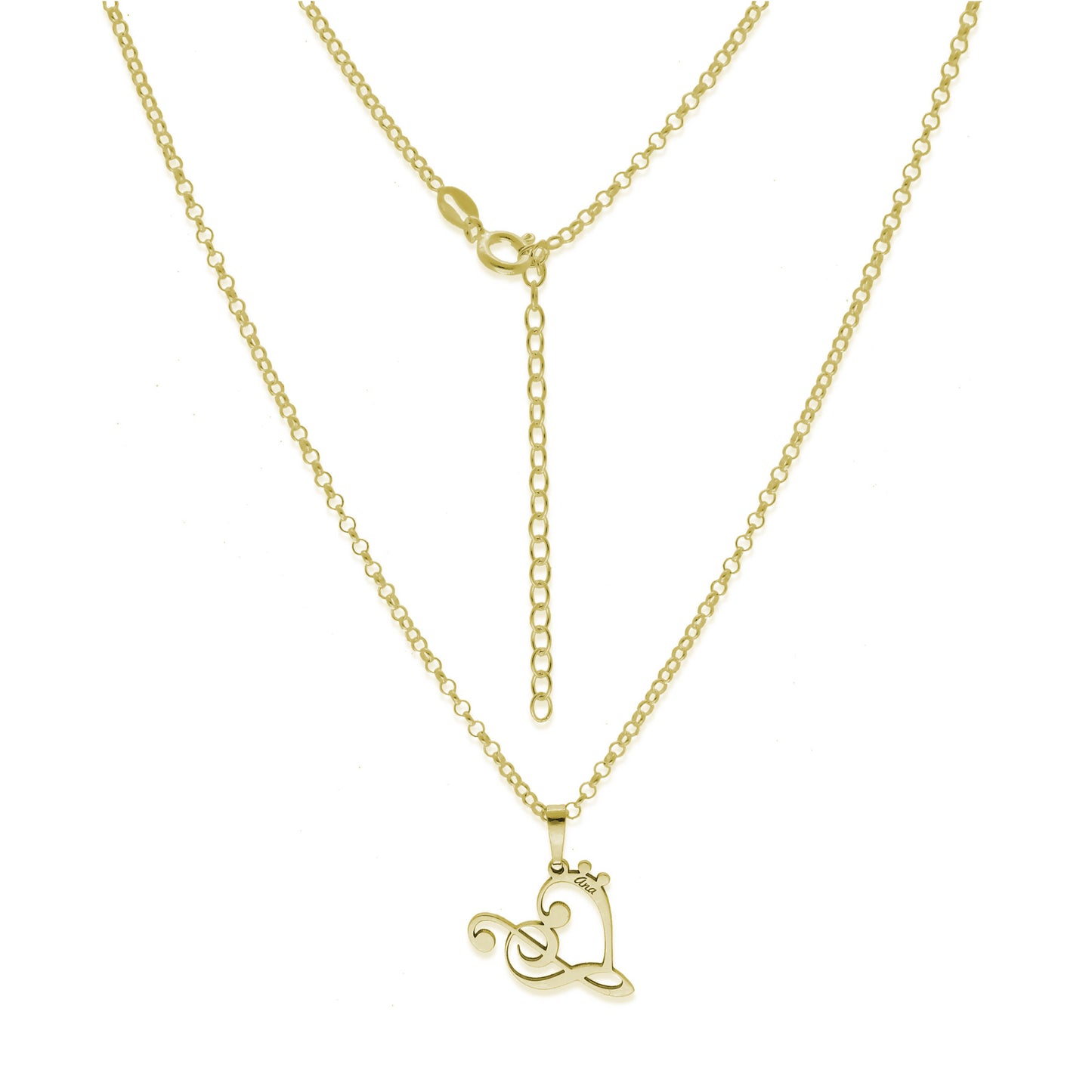 Colgante Love Music en Plata de Ley 925 y baño Oro 18k