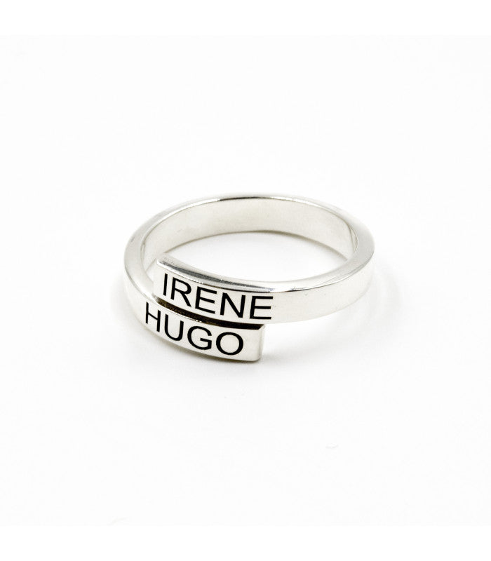 Anillo Doble Nombre Personalizada Plata 925