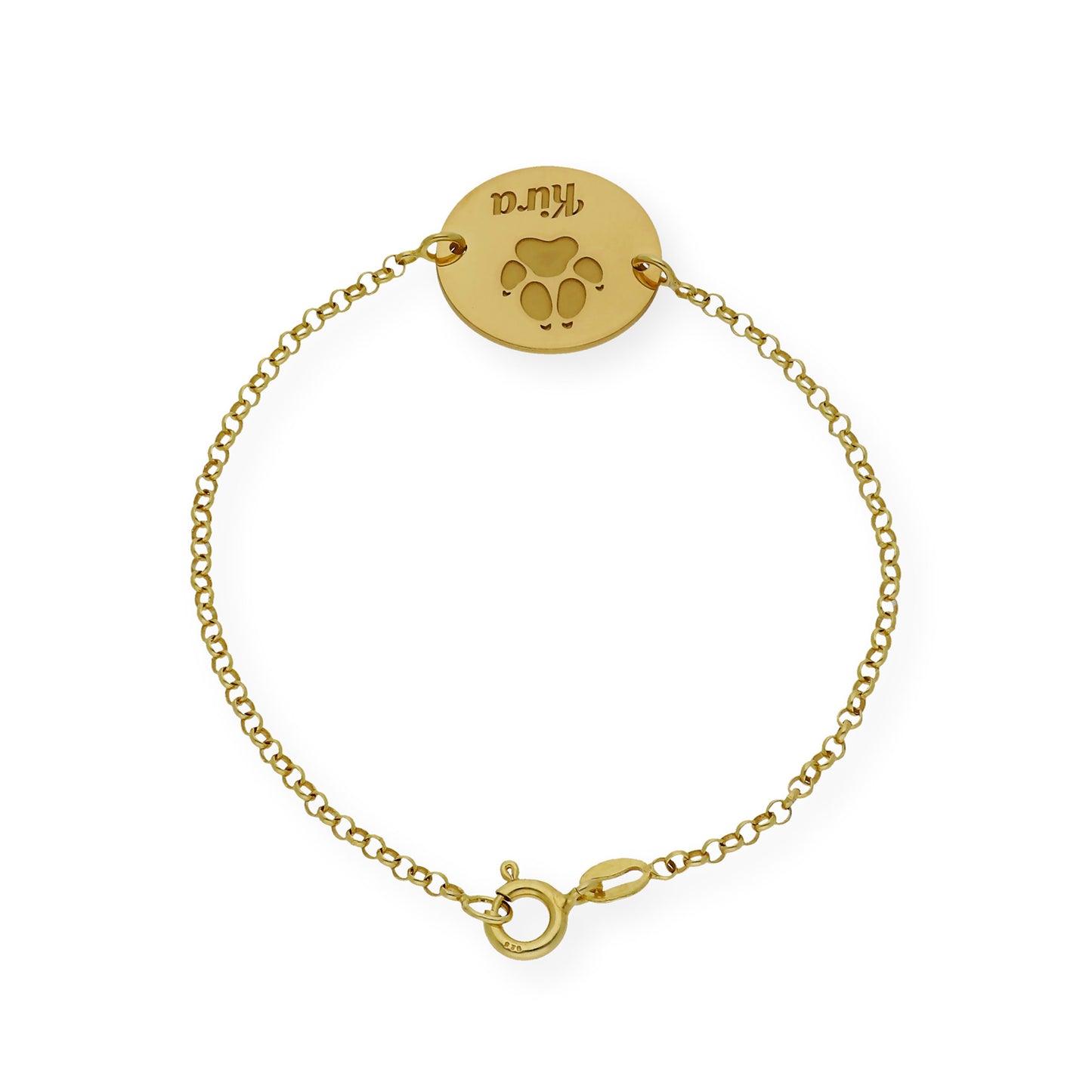 Pulsera Dije Huella con Nombre en Plata 925 con Baño de Oro 18k