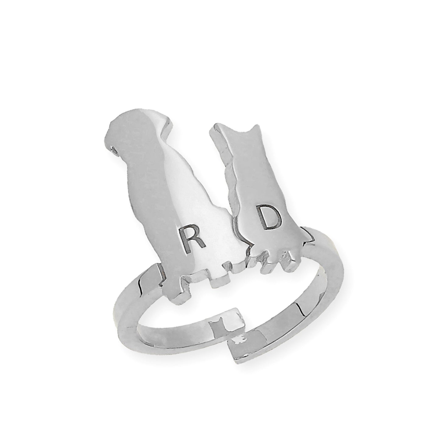 Anillo Loom Perro y Gato en Plata 925 con Baño de Oro Rosa 18k
