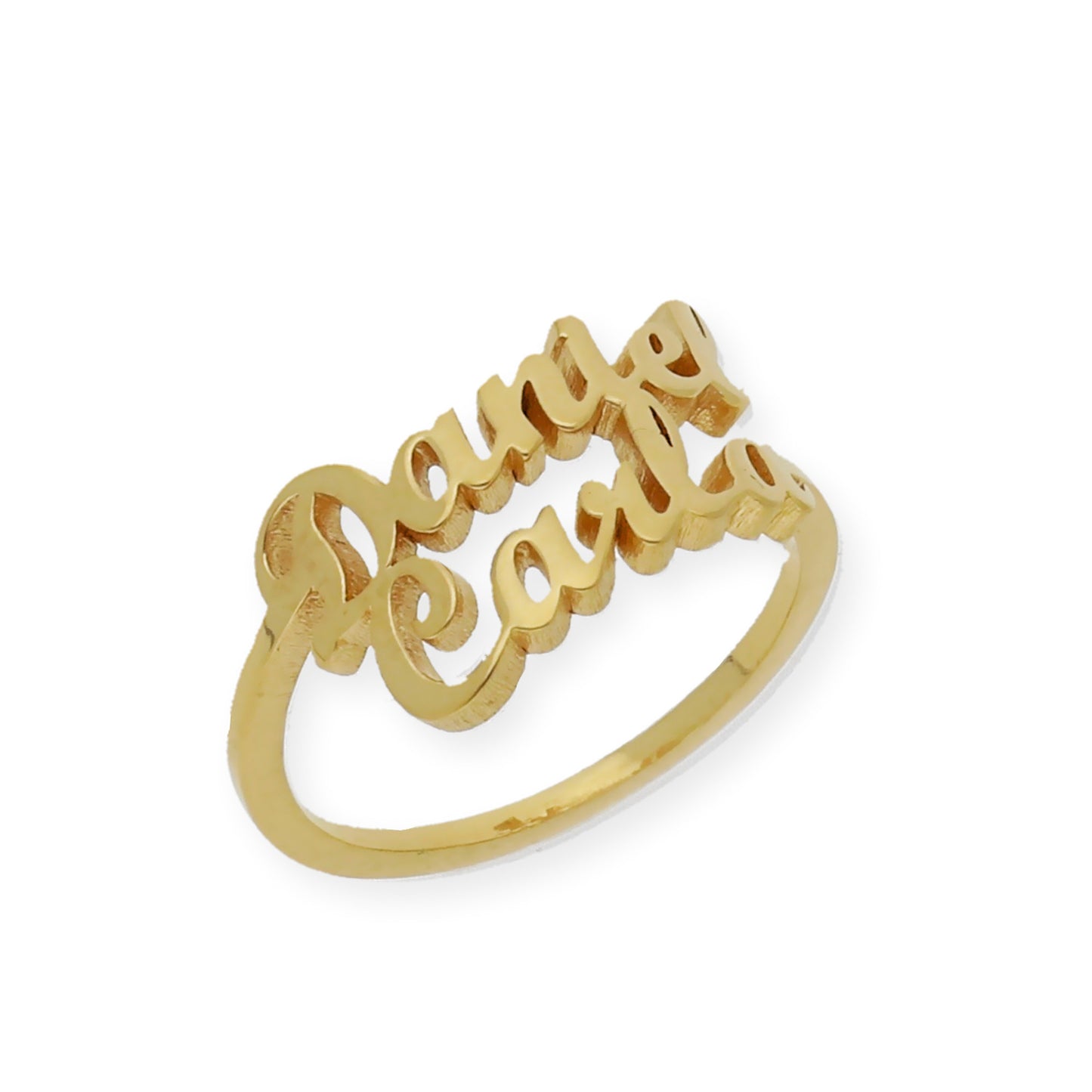 Anillo Ninette Doble Nombre en Plata 925 con Baño de Oro 18k