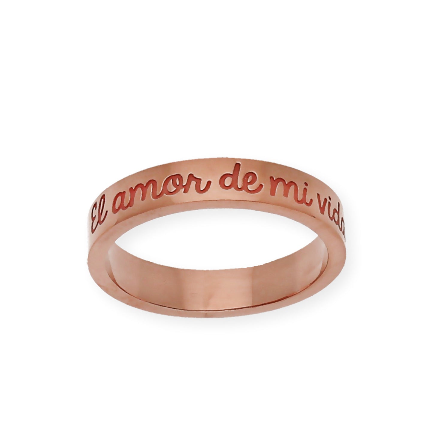 Anillo Elin Frase Grabada en Plata 925 con Baño de Oro Rosa 18k