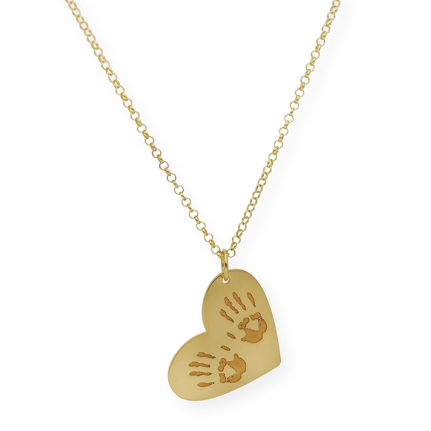 Colgante Galatea Corazón y Manos en Plata 925 con Baño de Oro 18k