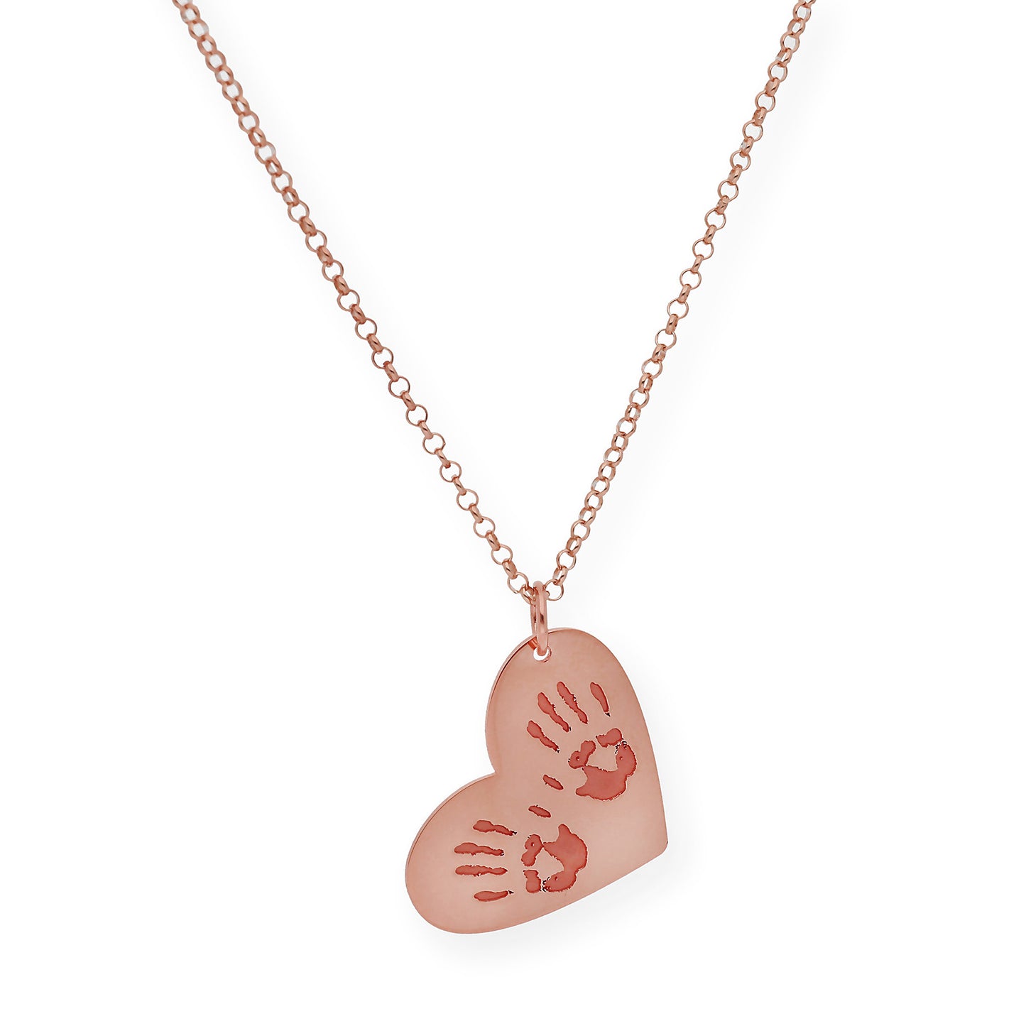 Colgante Galatea Corazón y Manos en Plata 925 con Baño de Oro Rosa 18k