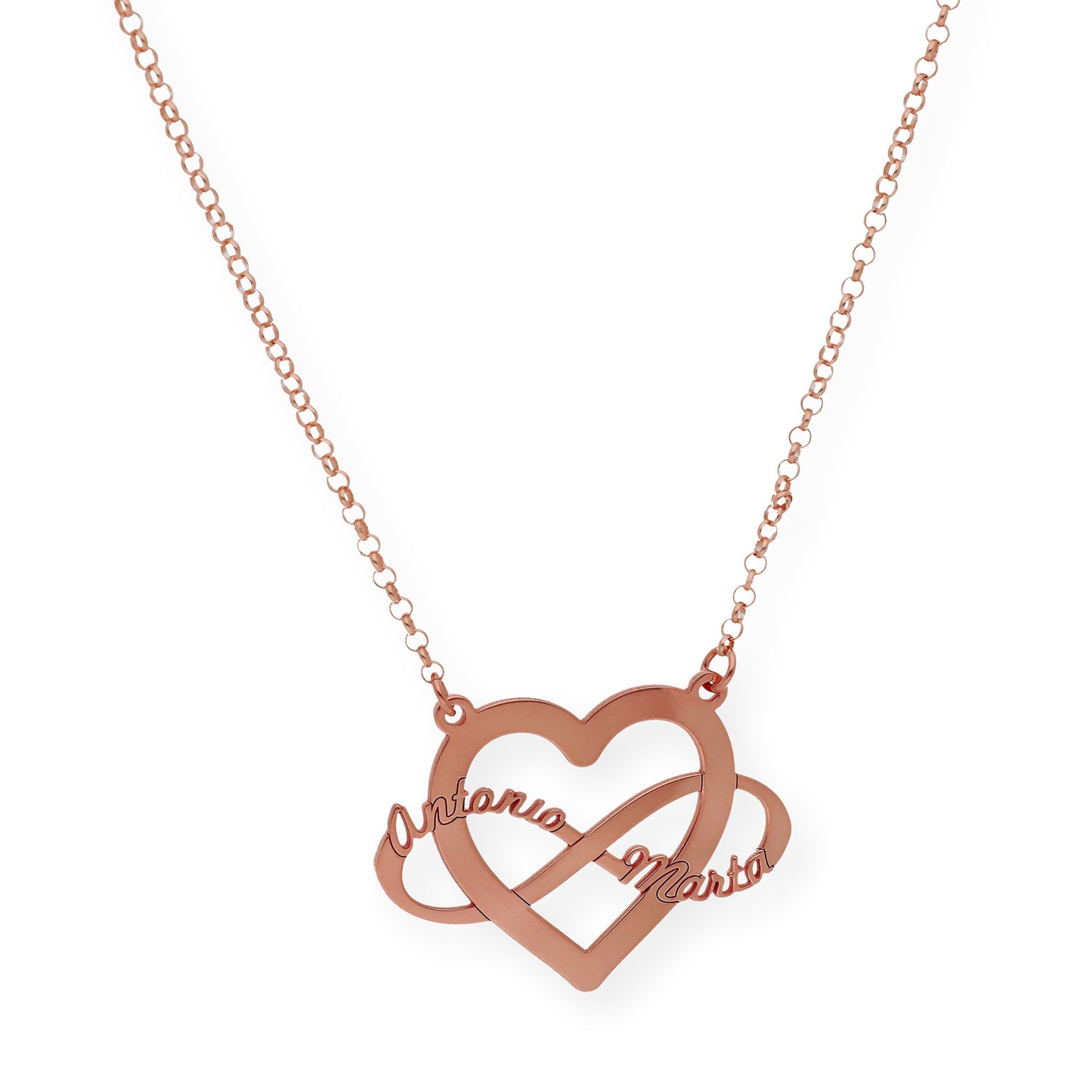 Colgante Corazón Infinito Hera en Plata 925 con Baño de Oro Rosa 18k