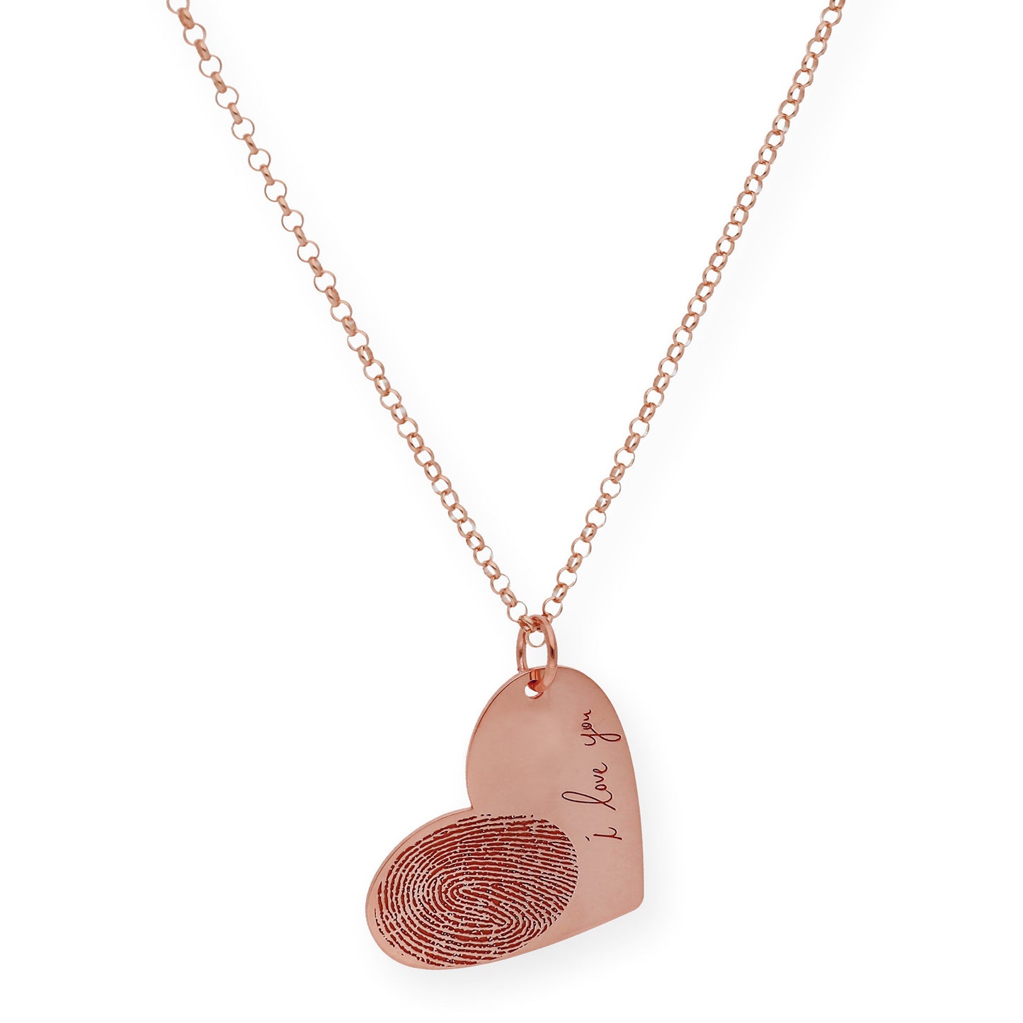 Colgante Corazón Seema Huella con Frase en Plata 925 con Baño de Oro Rosa 18k