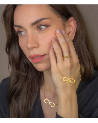 Anillo Elin Frase Grabada en Plata 925 con Baño de Oro 18k