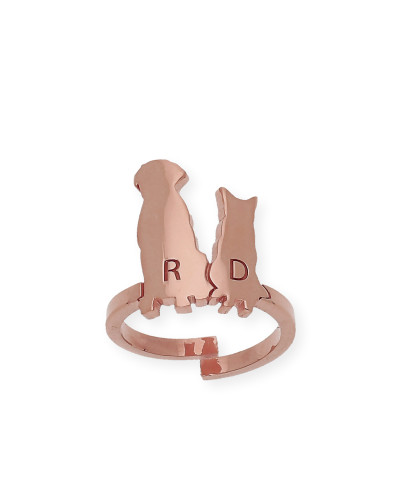 Anillo Loom Perro y Gato en Plata 925