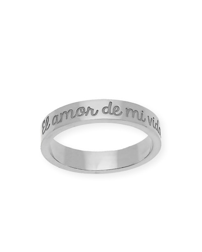 Anillo Elin Frase Grabada en Plata 925 con Baño de Oro 18k