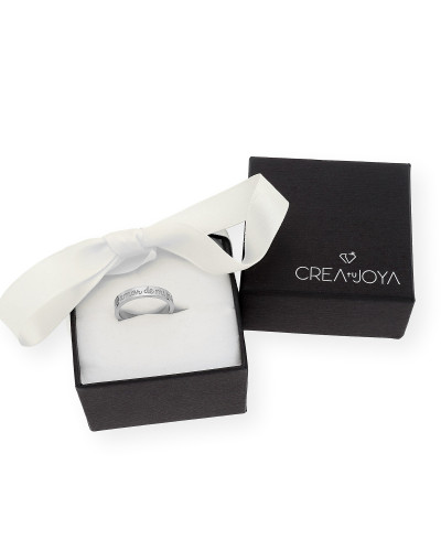 Anillo Elin Frase Grabada en Plata 925 con Baño de Oro 18k