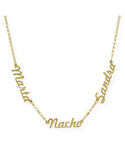 Collar Agatha Tres Nombres en Plata 925 con Baño de Oro 18k