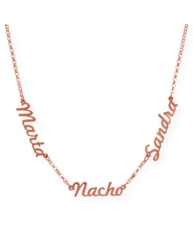 Collar Agatha Tres Nombres en Plata 925 con Baño de Oro Rosa 18k