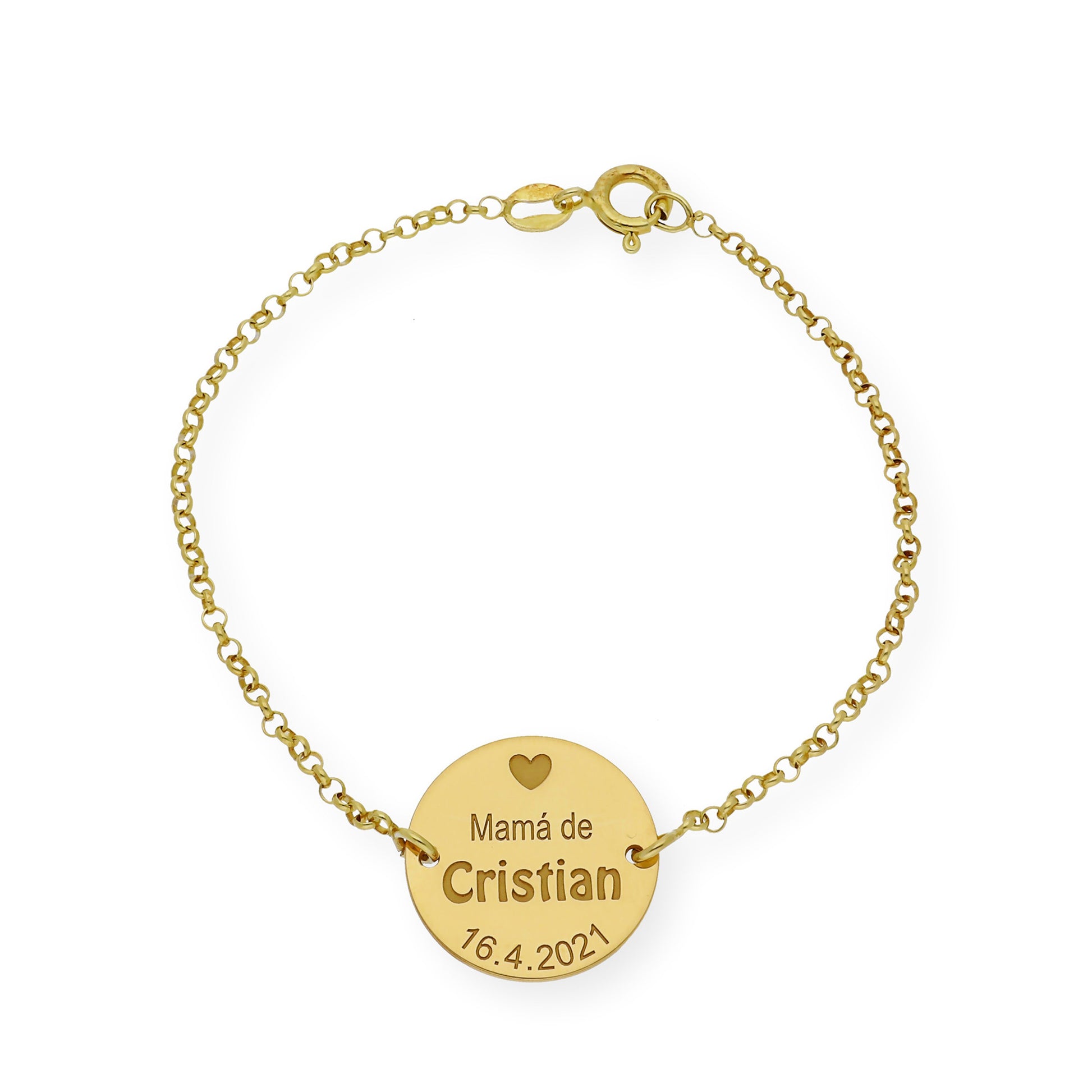 Pulsera Dije Ina Mamá con nombre y Fecha en Plata 925