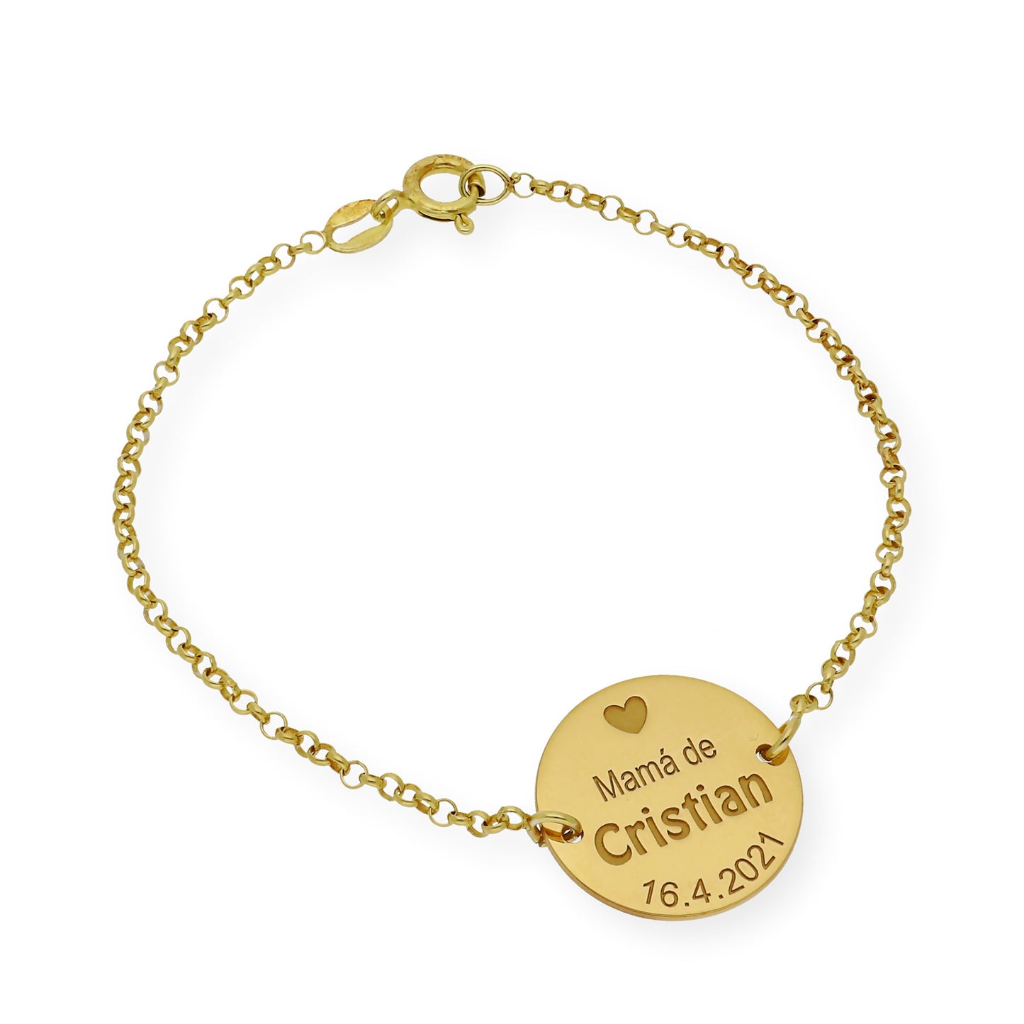 Pulsera Dije Ina Mamá con nombre y Fecha en Plata 925