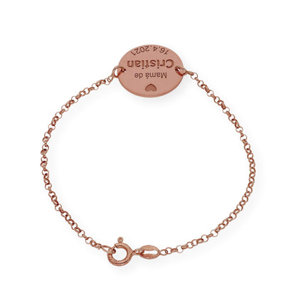 Pulsera Dije Ina Mamá con nombre y Fecha en Plata 925 y Baño de Oro 18k