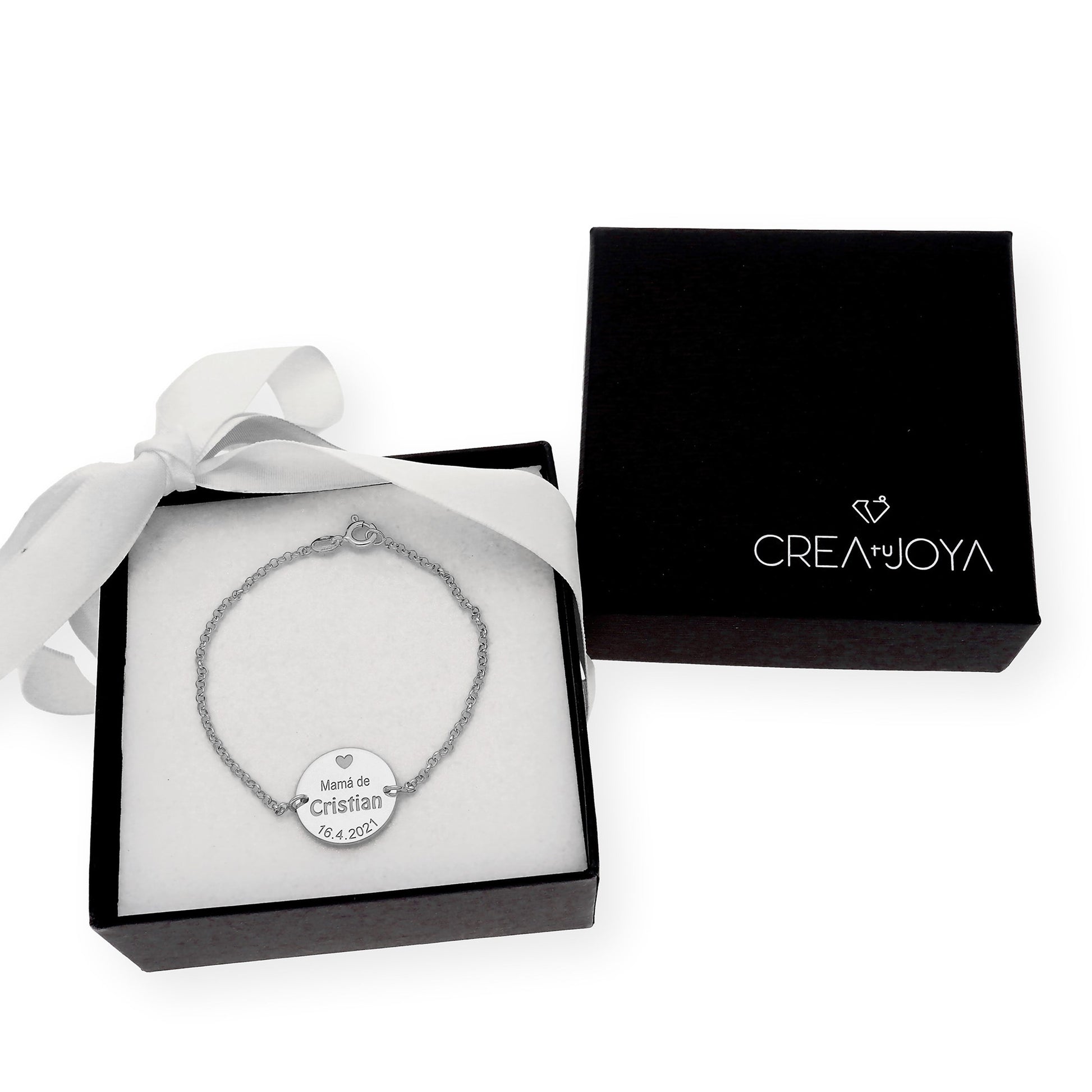 Pulsera Dije Ina Mamá con nombre y Fecha en Plata 925 y Baño de Oro 18k