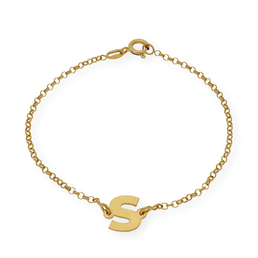 Pulsera Inicial Alison en Plata 925 con Baño de Oro 18k