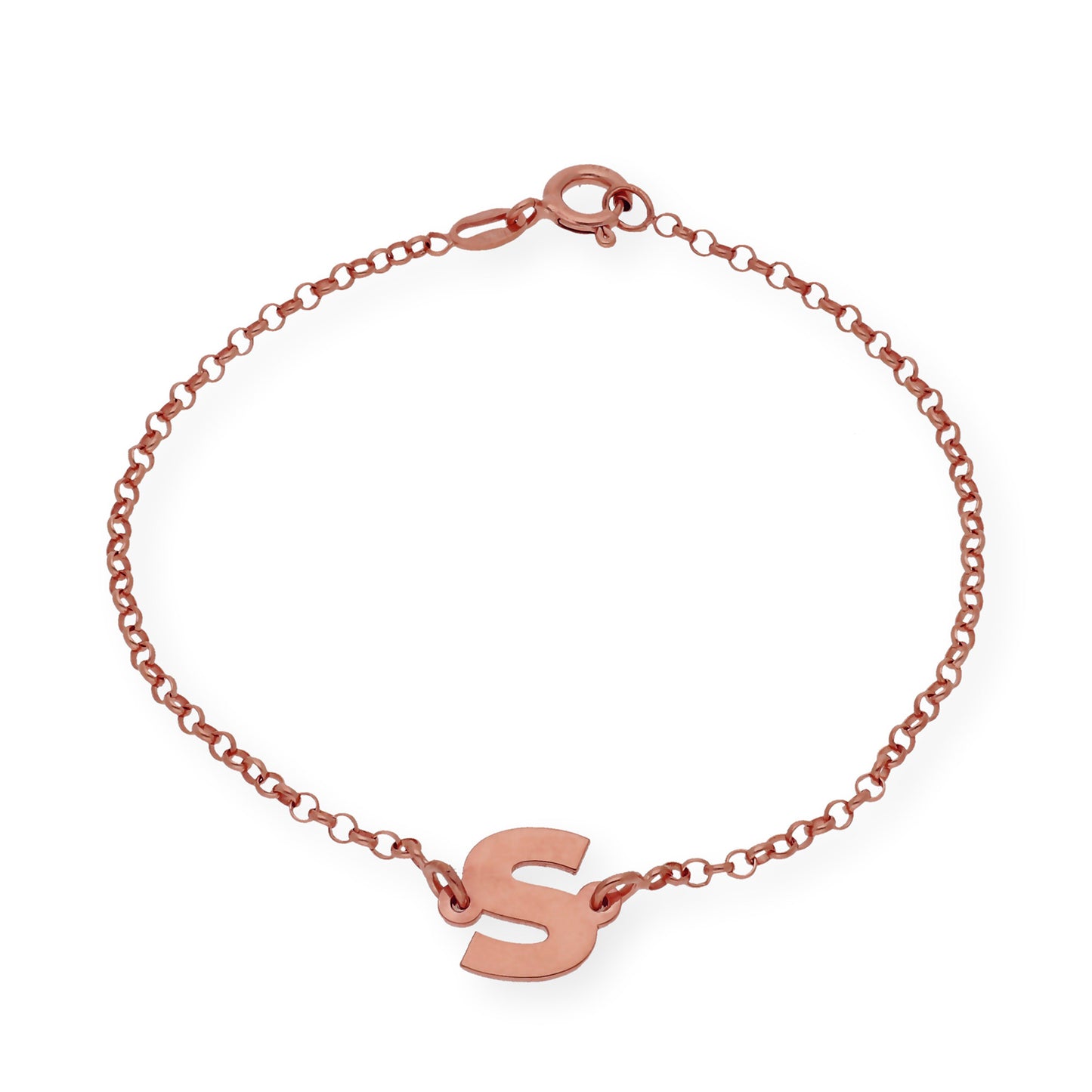 Pulsera Inicial Alison en Plata 925 con Baño de Oro Rosa 18k