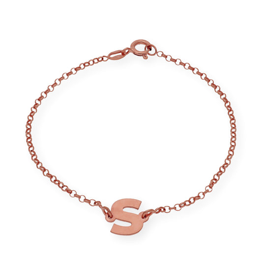 Pulsera Inicial Alison en Plata 925 con Baño de Oro Rosa 18k
