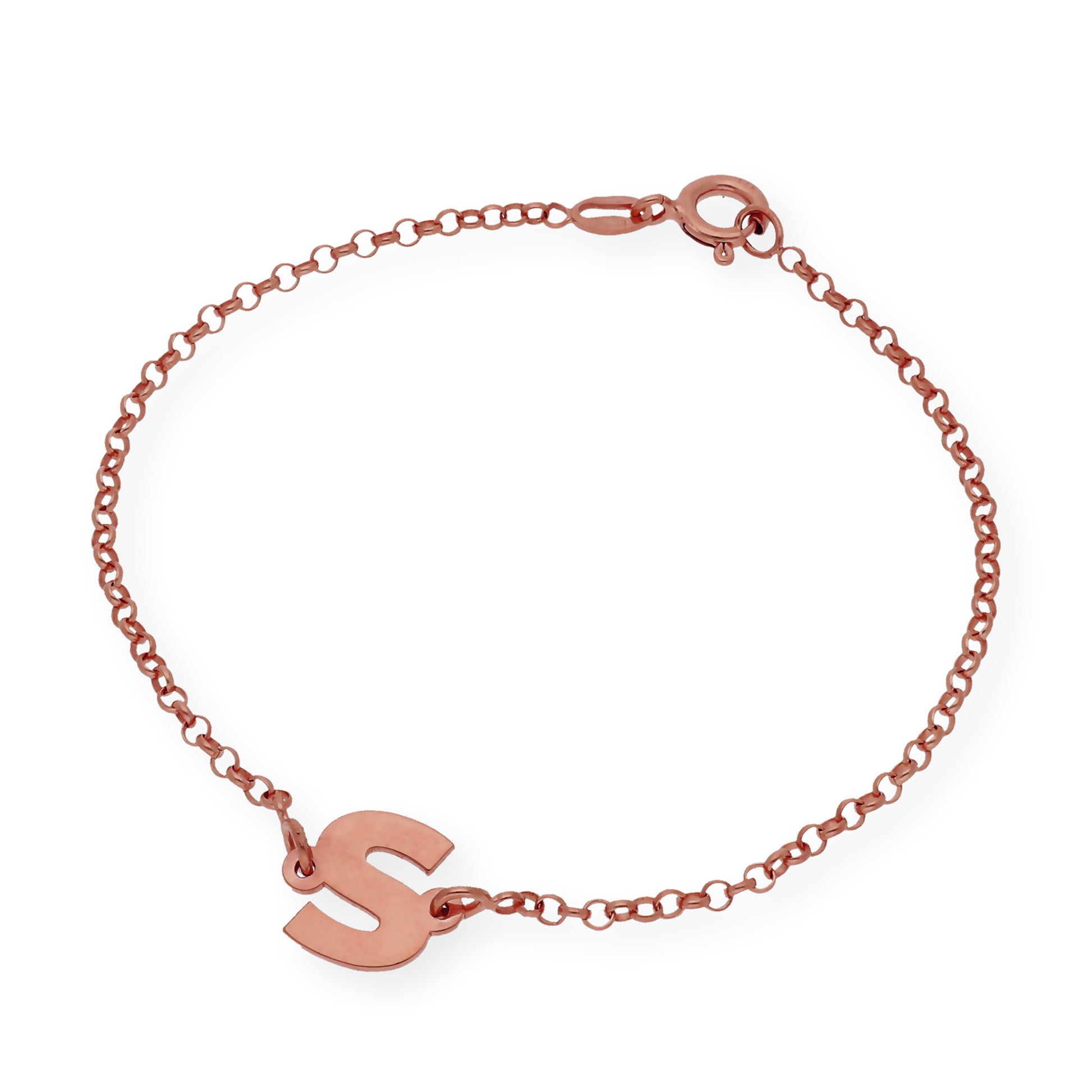 Pulsera Inicial Alison en Plata 925 con Baño de Oro Rosa 18k