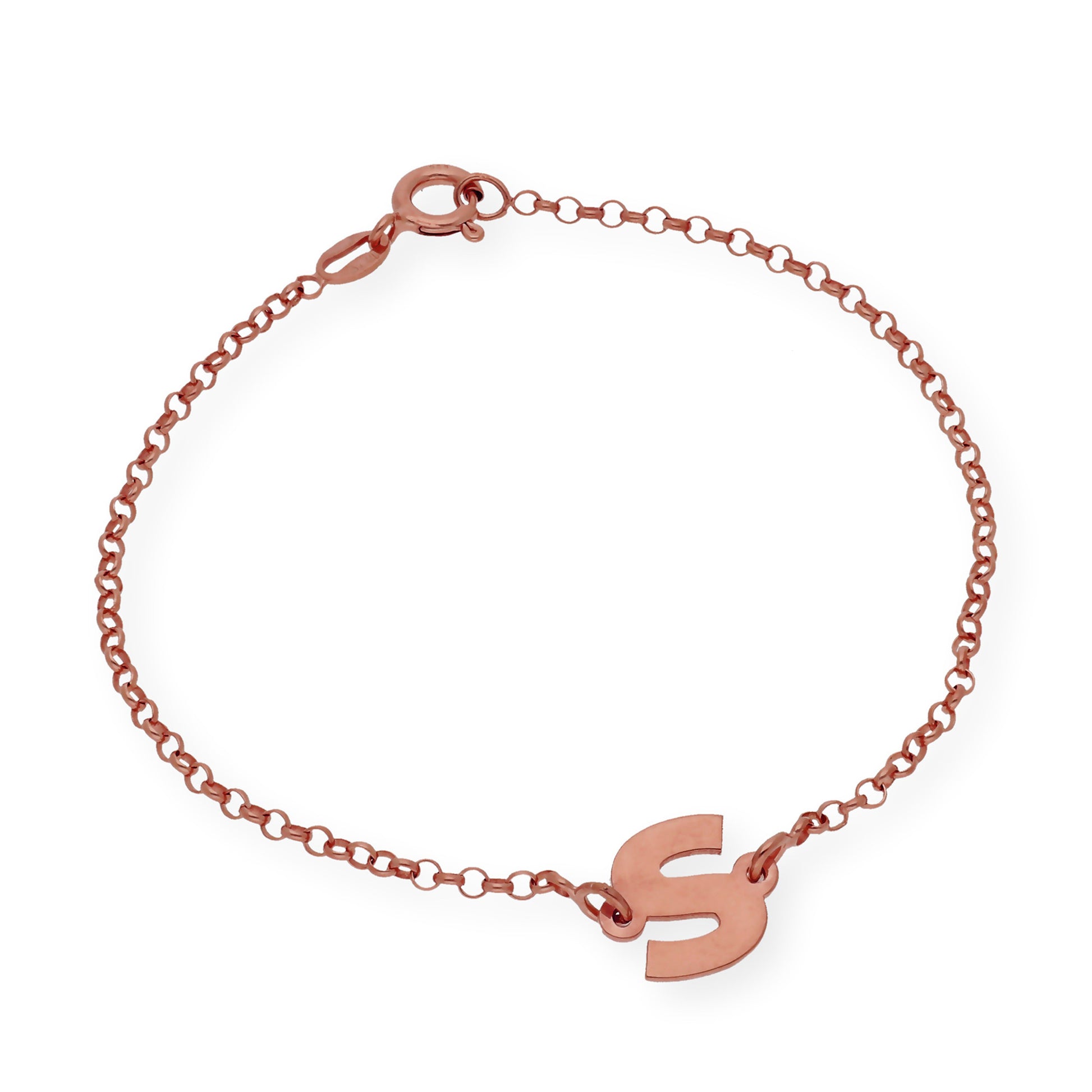 Pulsera Inicial Alison en Plata 925 con Baño de Oro Rosa 18k
