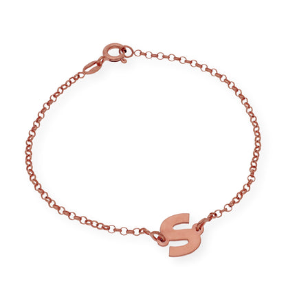 Pulsera Inicial Alison en Plata 925 con Baño de Oro Rosa 18k