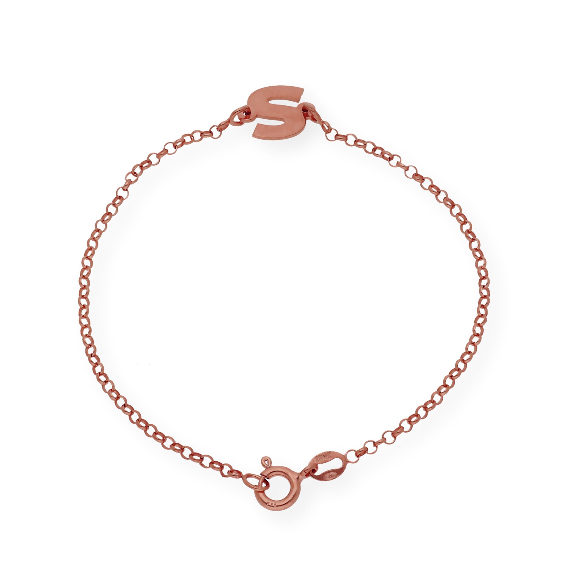 Pulsera Inicial Alison en Plata 925 con Baño de Oro Rosa 18k