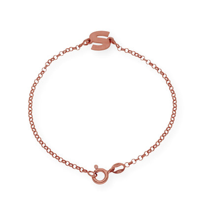 Pulsera Inicial Alison en Plata 925 con Baño de Oro Rosa 18k